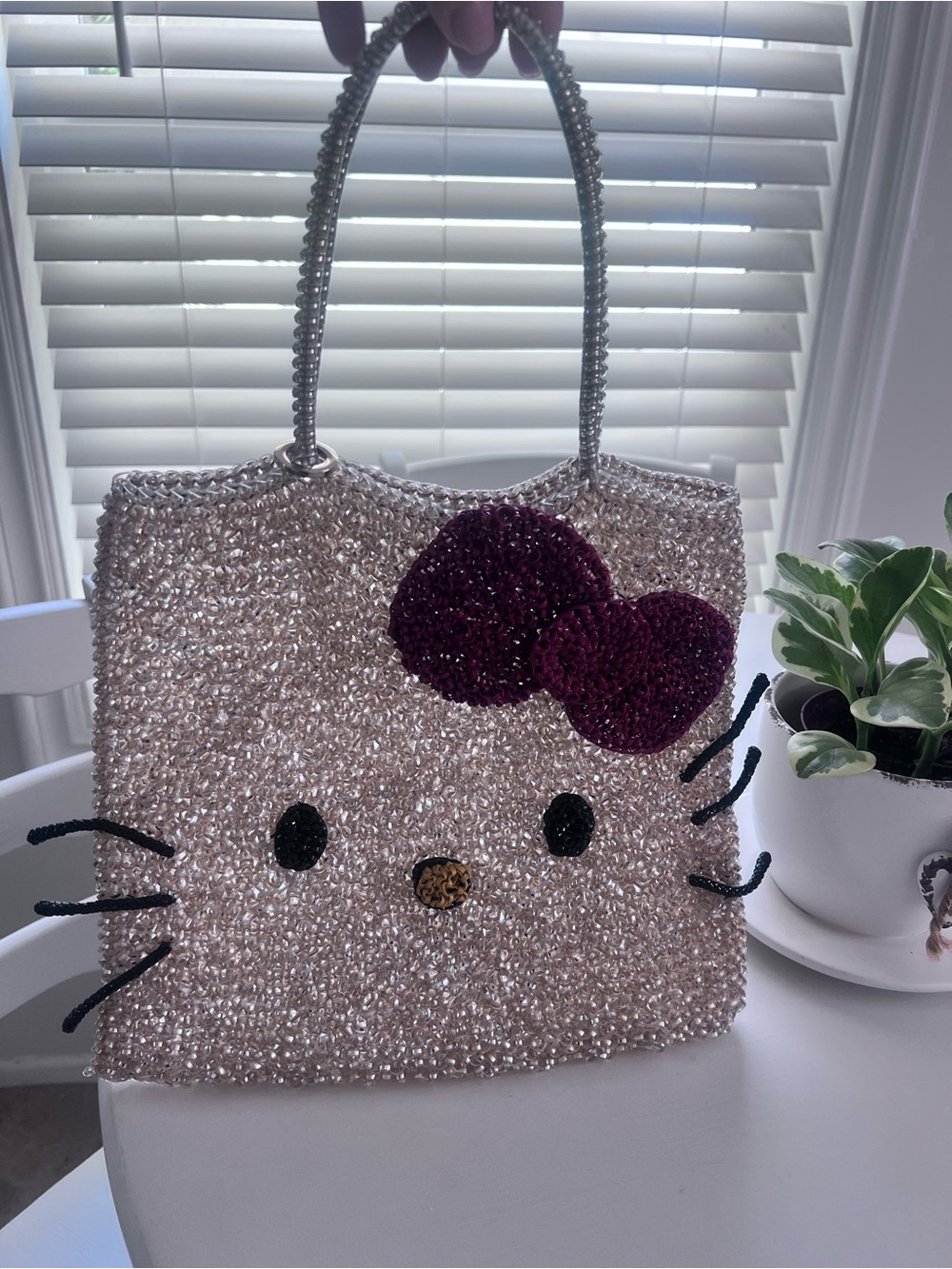 Beaded Hello Kitty-Inspired Tote Bag in Pink